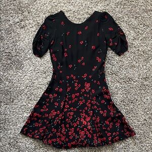 NWOT Reformation Floral Black and Red Reformation Mini Dress sz 4